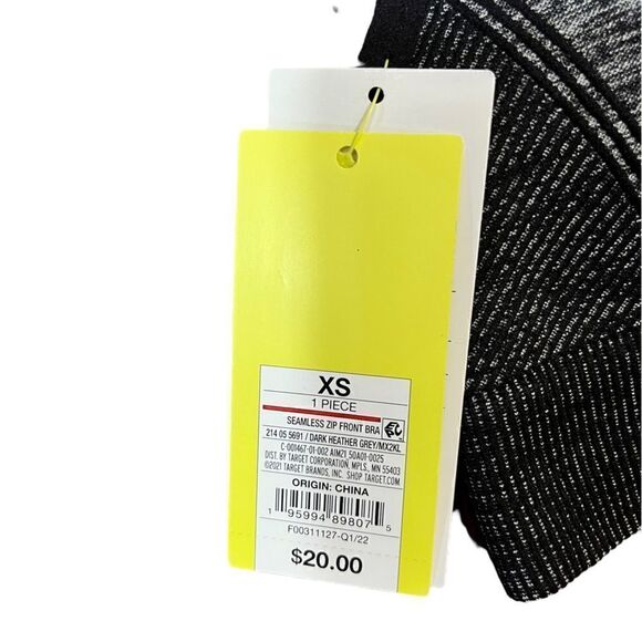 All In Motion Black And Gray Front Closure Sports Bra, Size XS, NWT - Picture 10 of 13